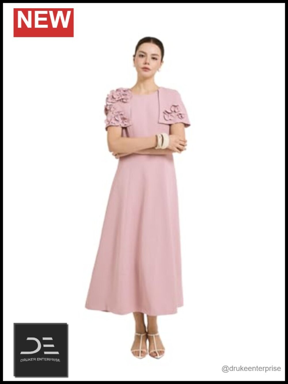 3D Flower Woven Flared Dress Summer Party